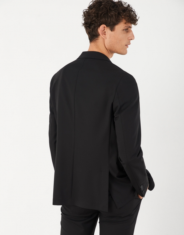 Black unstructured slim fit suit