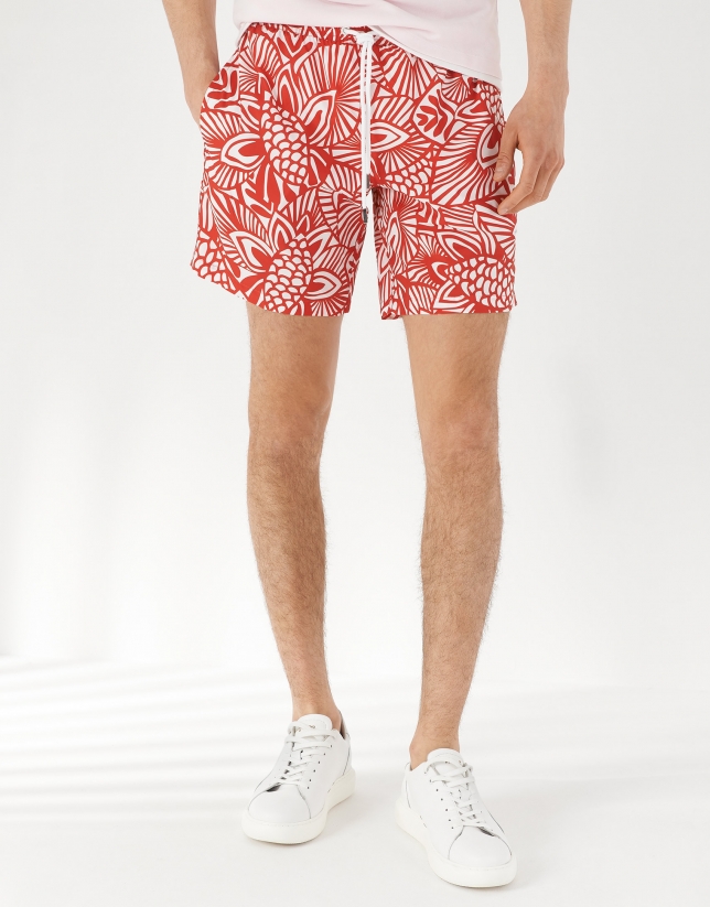 Red and white bathing trunks