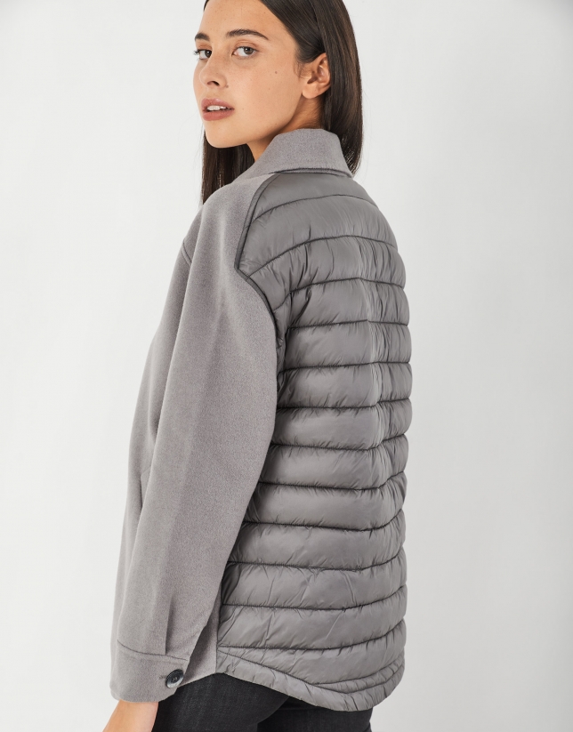 Gray short quilted and cloth jacket, with full cut 