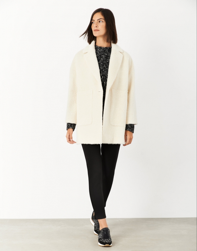 White wool and alpaca oversize coat