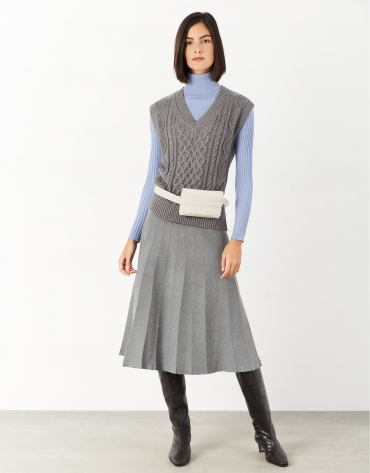 Gray knit vest with V-neck