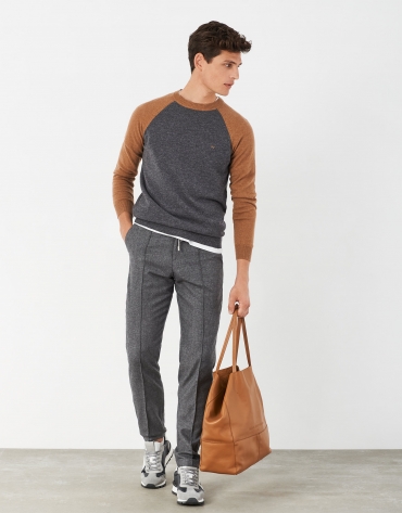 Gray pants with elastic waist