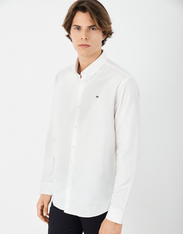 Camisa sport Oxford color blanco