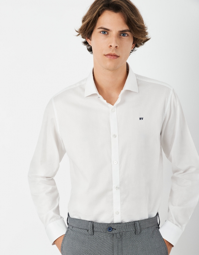 Camisa sport microdibujo blanca