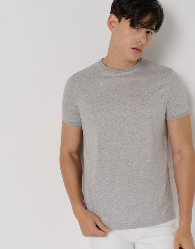 Melange gray double mercerised cotton t-shirt