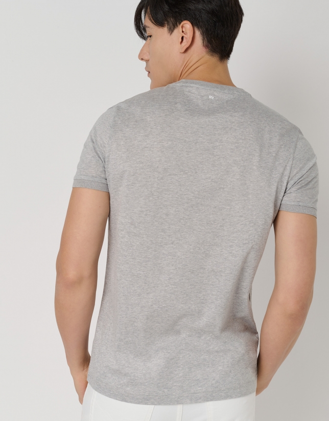 Melange gray double mercerised cotton t-shirt
