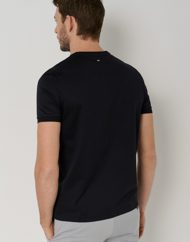 Black double mercerised cotton t-shirt