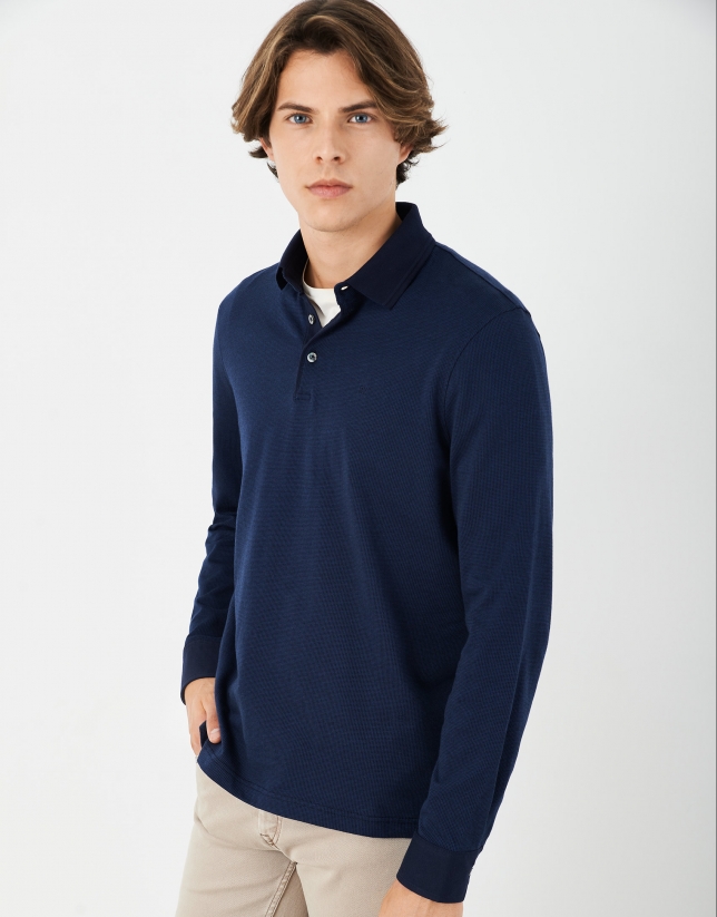 Blue jacquard polo shirt