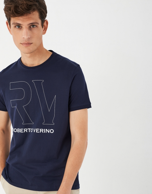 Camiseta marino logo RV blanco