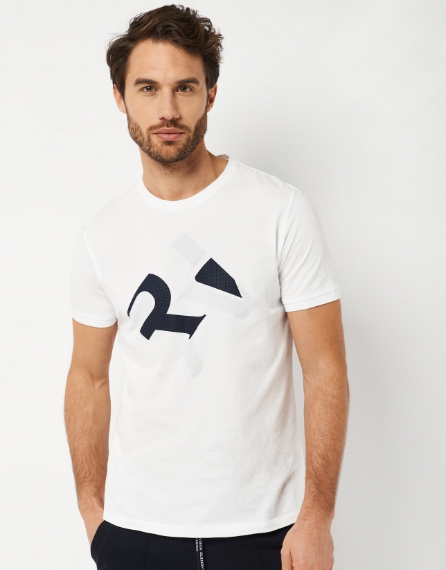 Camiseta blanca logo RV marino