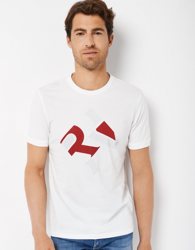 Camiseta blanca logo RV rojo
