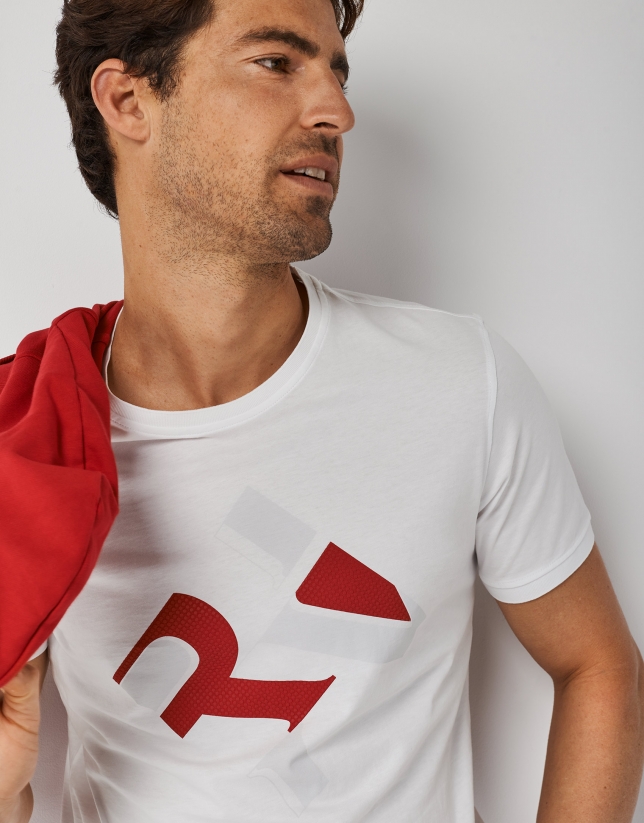 Camiseta blanca logo RV rojo