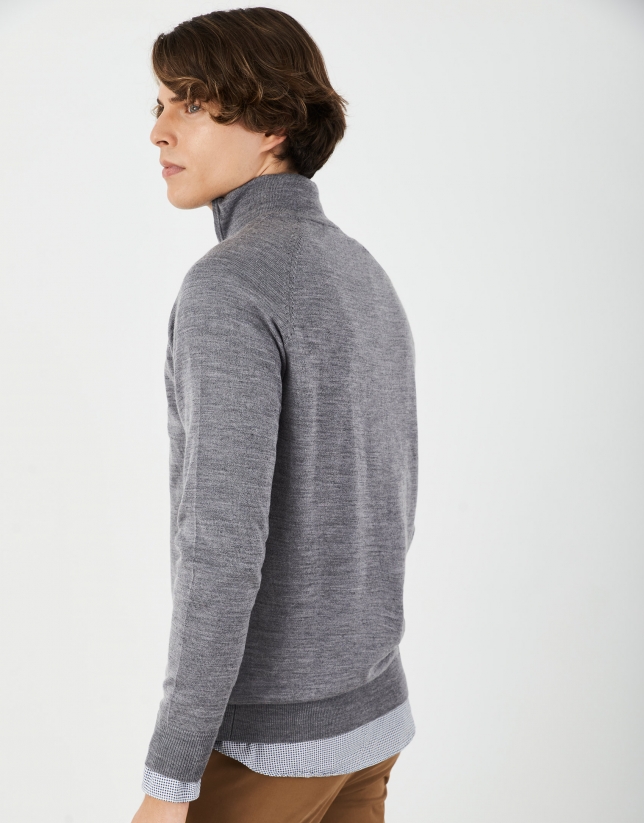 Gray wool zippered sweater