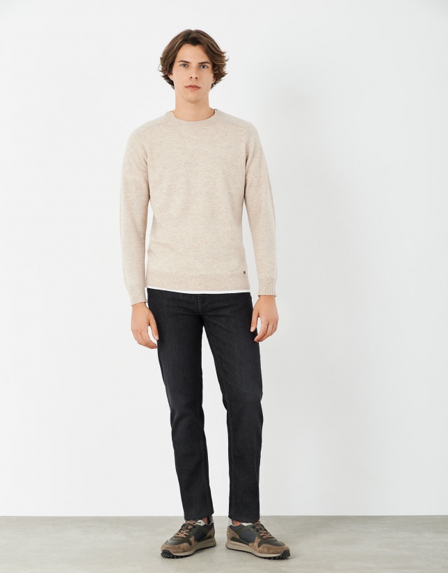 Beige cashmere and wool sweater