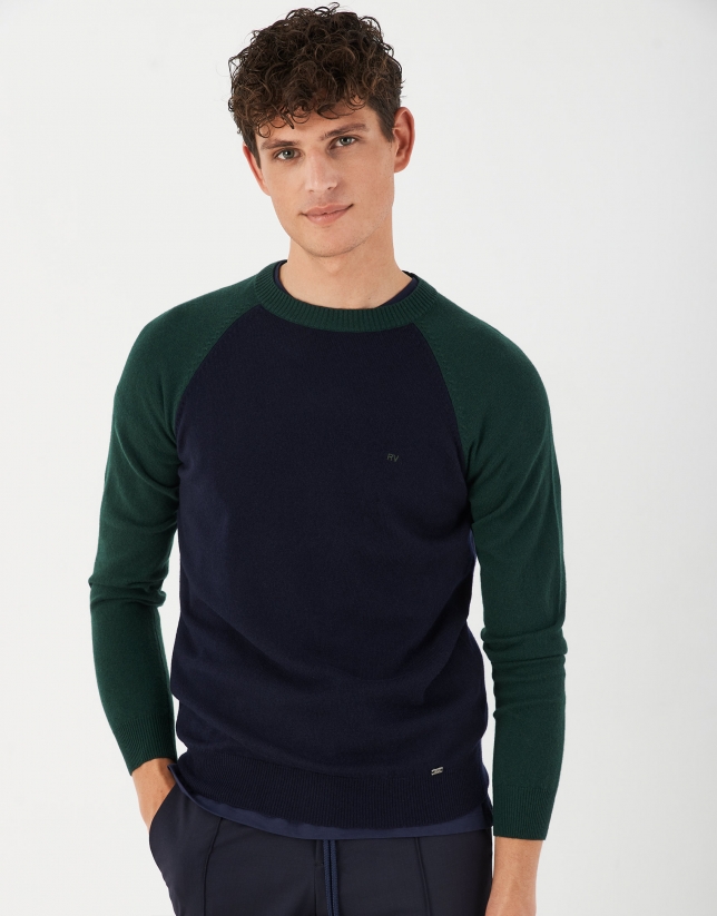 Jersey bicolor marino/verde