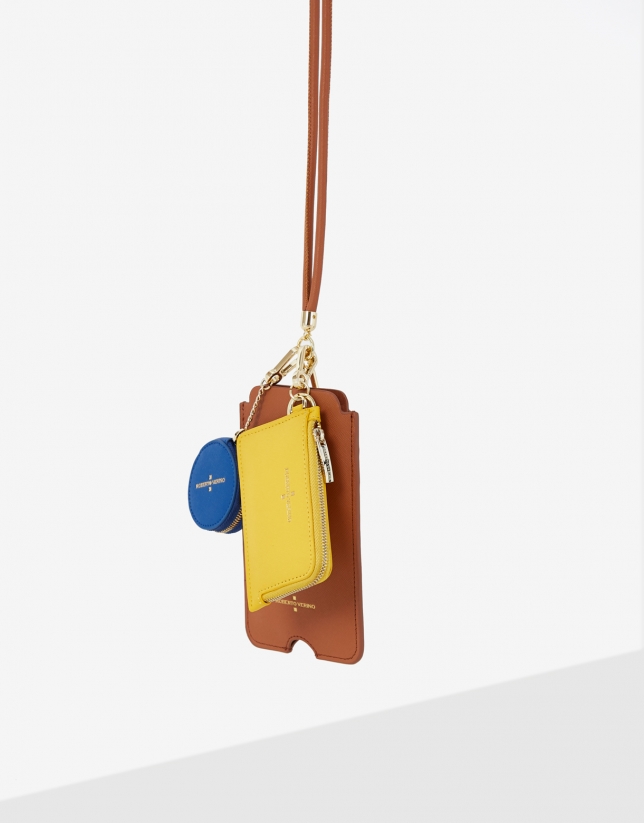 Lúa SET of brown cell case, yellow card-holder and blue cookie