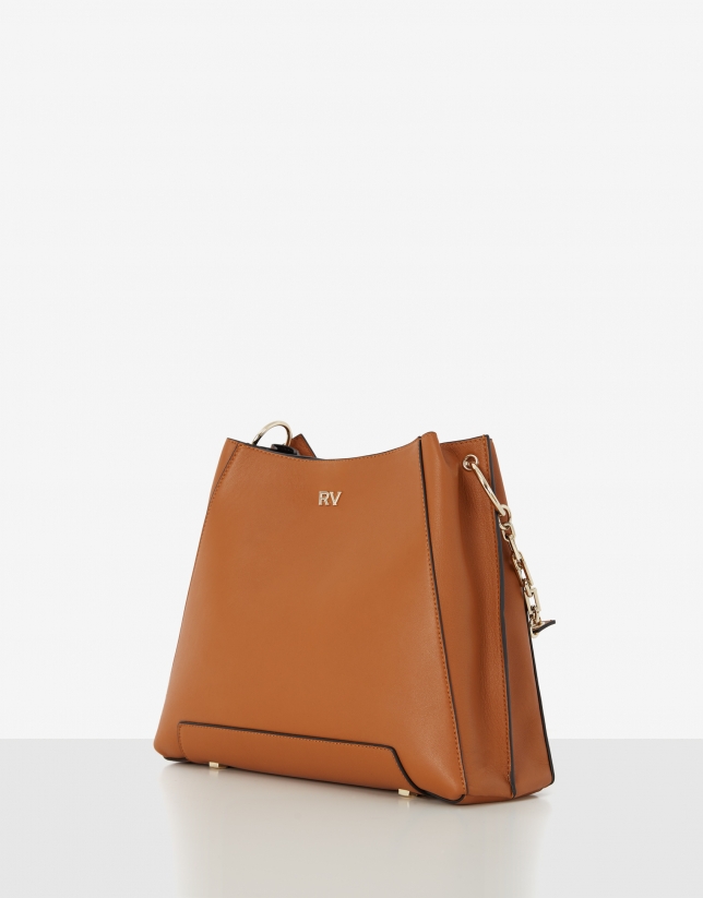 Brown midi Amber Bouquet leather shoulder bag