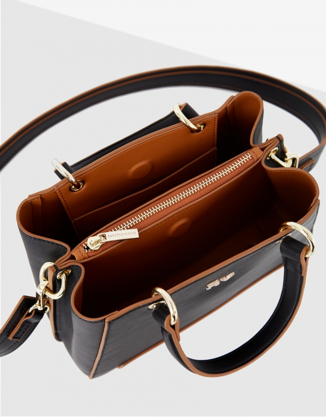 Bolso satchel Mini Amber piel negro
