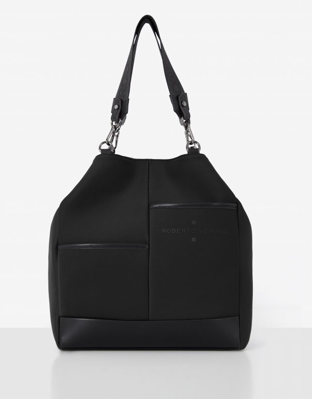 Black Midi Blake neoprene shopping bag
