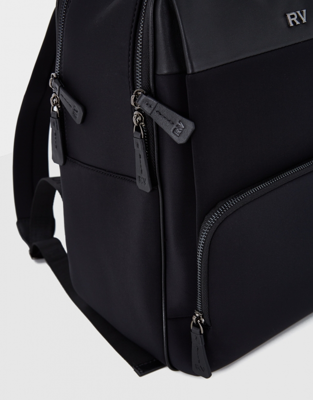 Neox black leather and neoprene backpack
