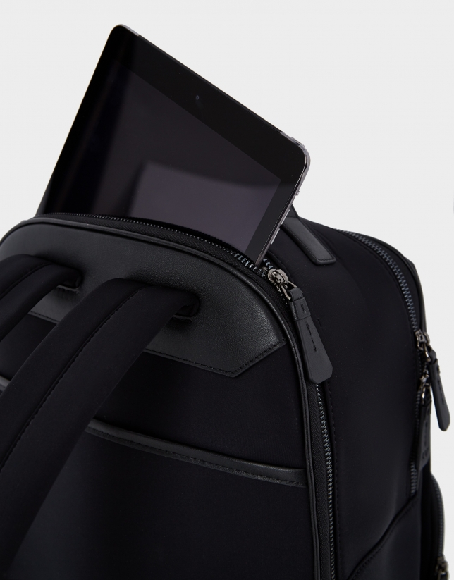 Neox black leather and neoprene backpack