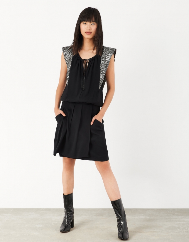 Black and silver sleeveless dress