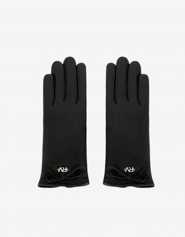 Black nappa glove with bow