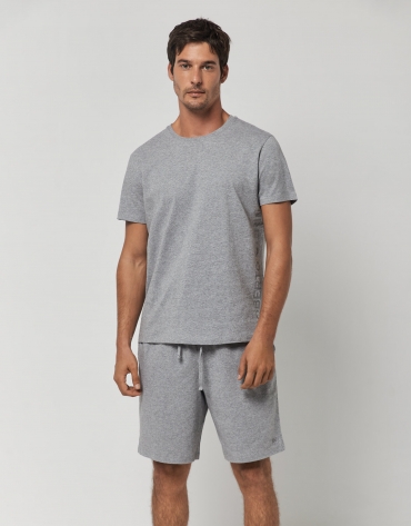 Gray melange cotton short sleeve pajamas