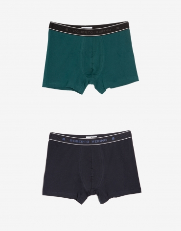 Navy blue and green boxers pack