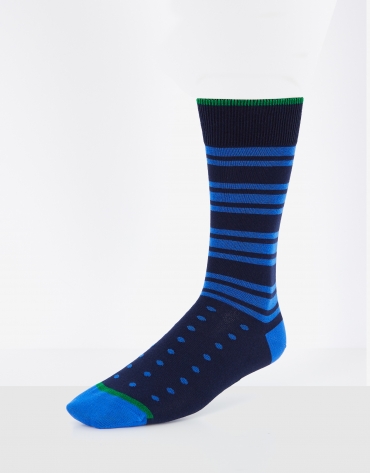 Pack of socks in orange dots and blue stripes