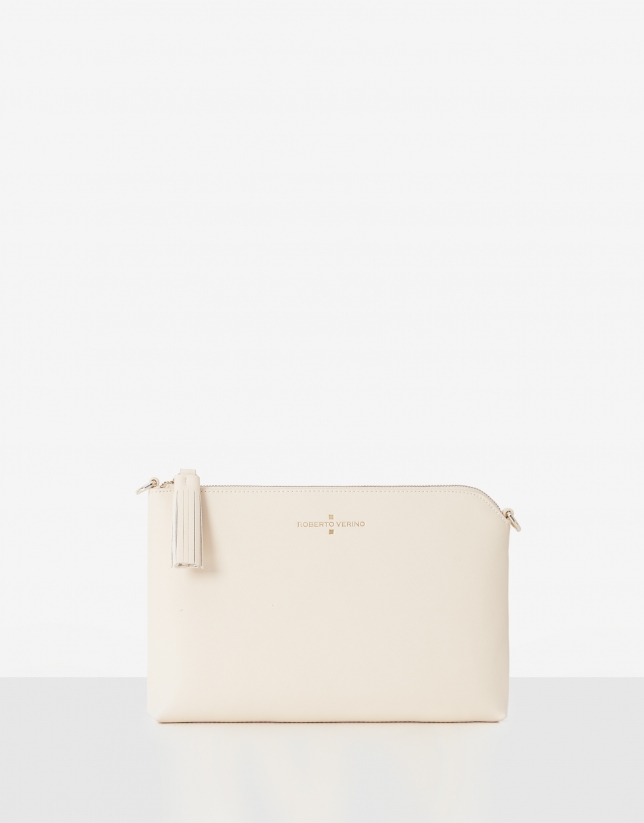 Ivory leather Lisa clutch bag