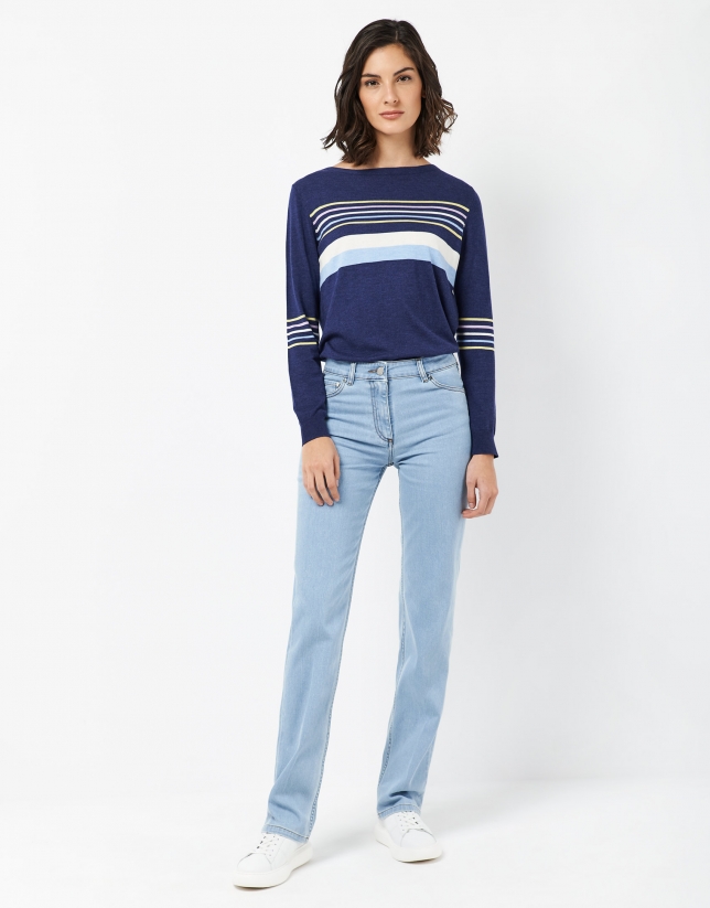 Pantalón vaquero recto azul claro - Mujer | Roberto Verino