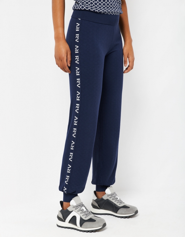 Pantalón jogging punto azul con RV en laterales | Roberto Verino