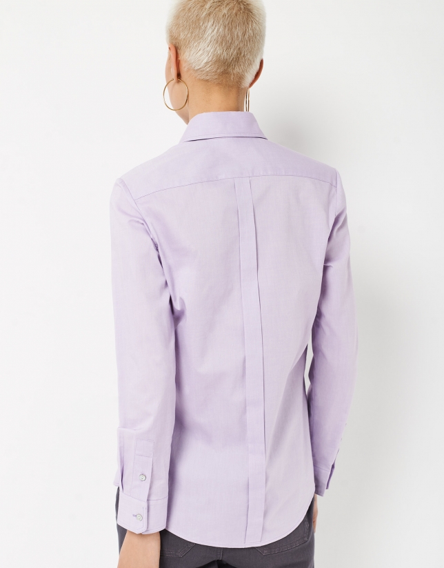 Lilac cotton shirt with embroidered logo