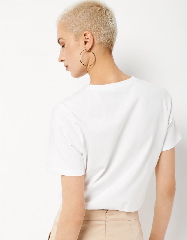 Camiseta algodón blanco estampado "Cebreiro"