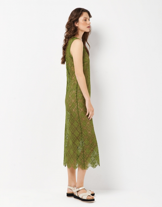 Long green lace dress 