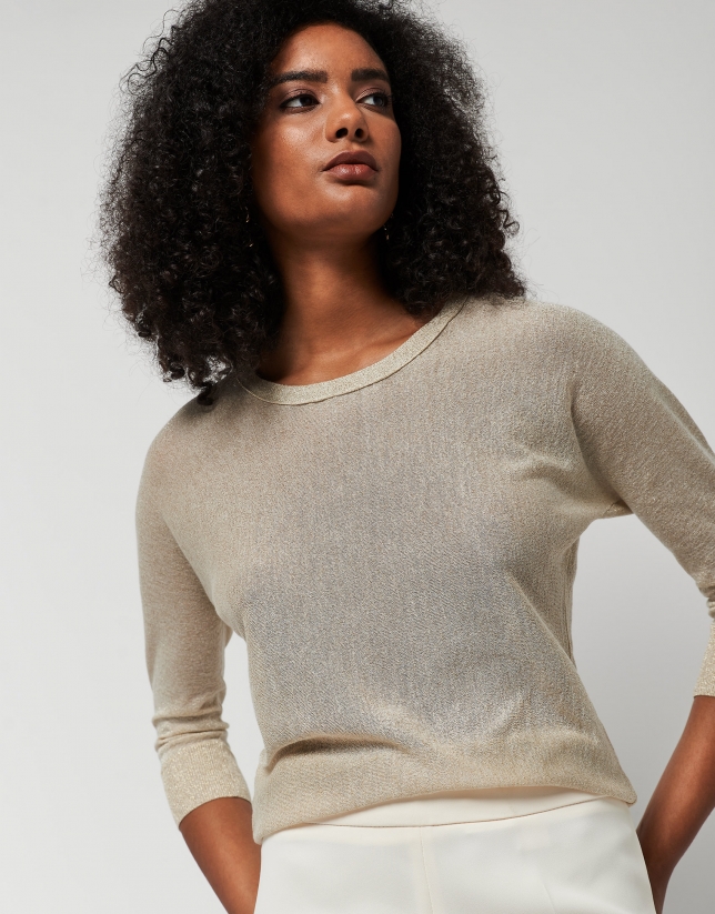 Gold lurex sweater with slit in back