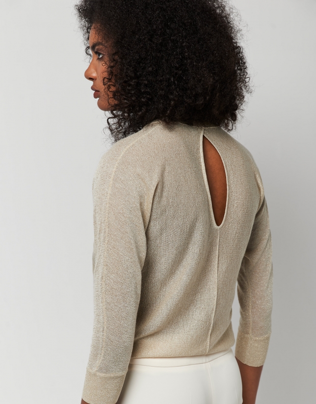Gold lurex sweater with slit in back