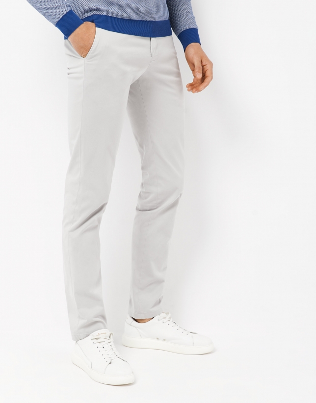 Grey cotton regular chino pants