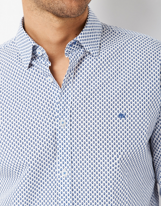 Camisa sport regular fit estampado geométrico azules