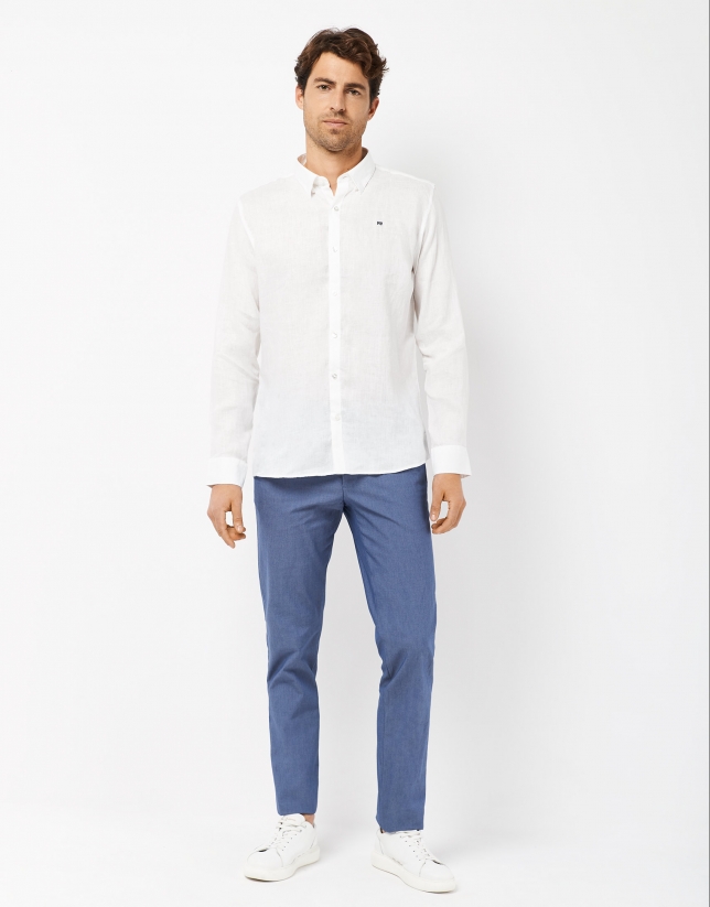 Camisa sport regular fit lino blanco