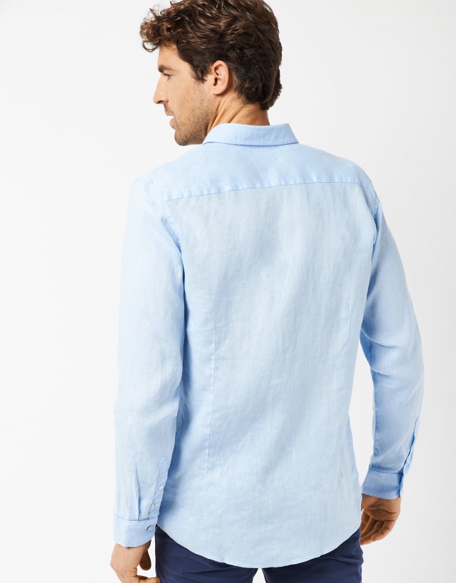 Light blue linen sport shirt