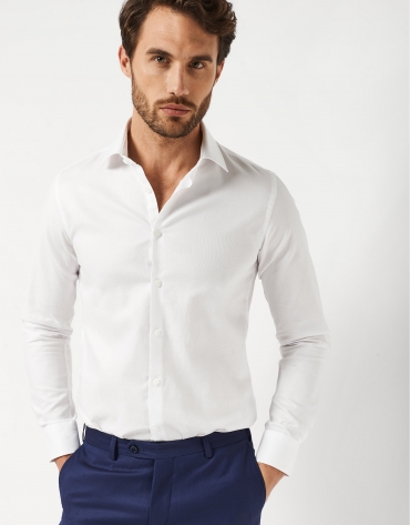 White microdesign slim fit dress shirt