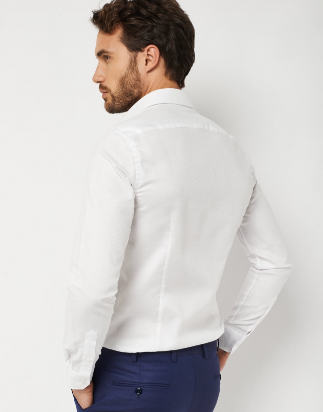 Camisa vestir slim fit microdibujo blanco