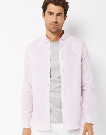 Camisa sport slim fit rayas rosa