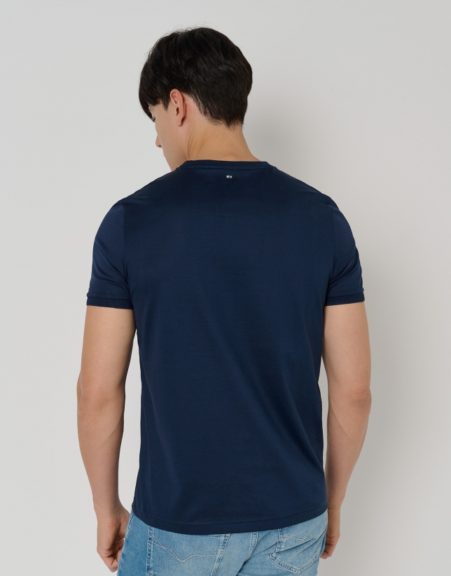 Navy blue mercerised cotton t-shirt