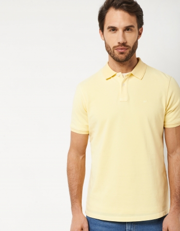 Dyed yellow pique cotton polo shirt