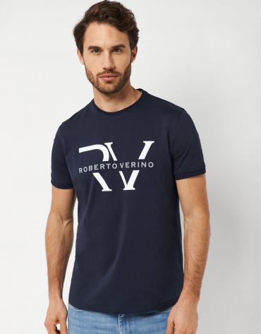 Camiseta azul marino con logo