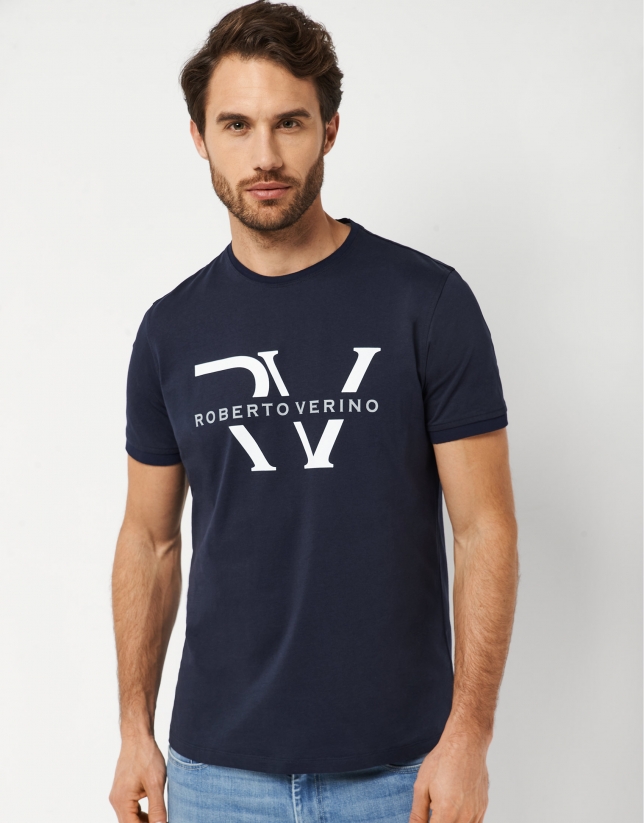 Navy blue top with RV logo