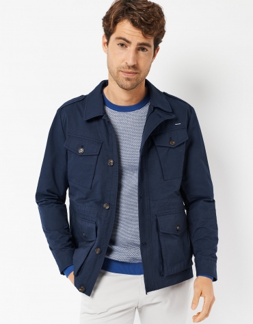 Navy blue cotton Safari jacket